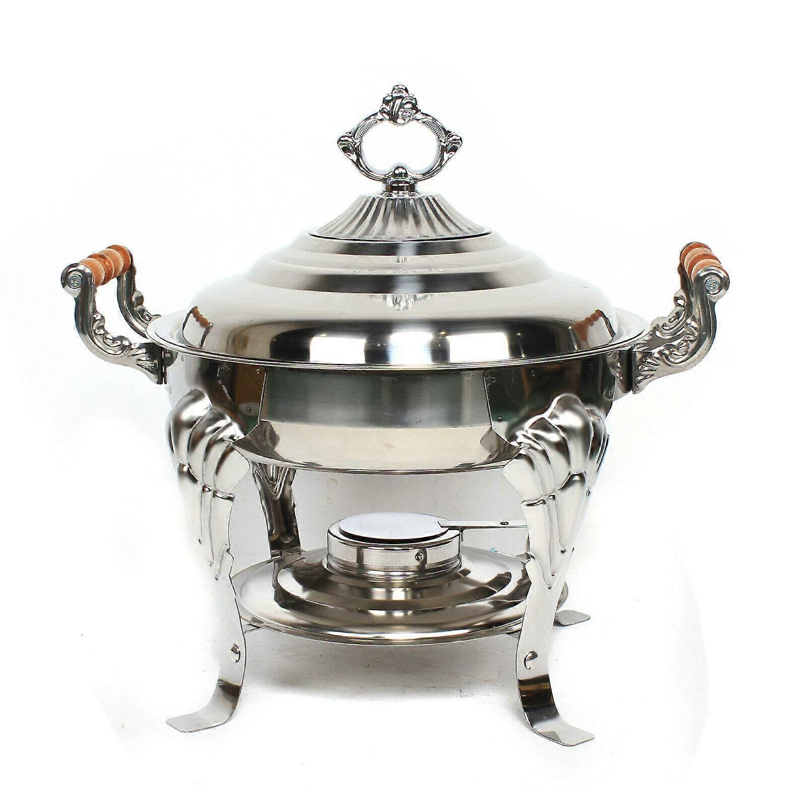 Stainless Steel Round Chafing Dish Buffet Set,Sliver Catering Food Warmers with Lids and Handle for Parties Events Wedding
