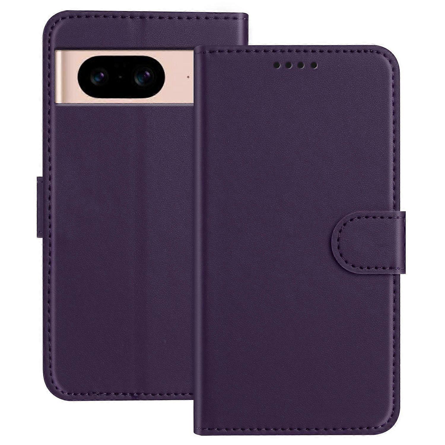 For Google Pixel 8a Leather Case Wallet Stand Solid Color Anti Drop Phone Cover