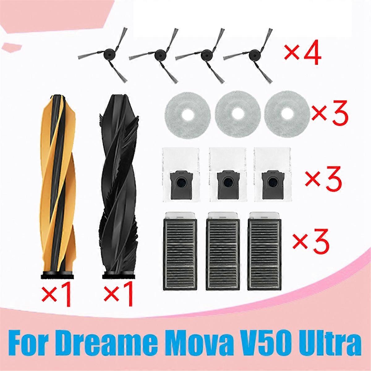 Main Roller Full Vacuum Parts for V50 Ultra Side Brush HEPA Filter Mop Cloth Dust Bag Vacuum Parts