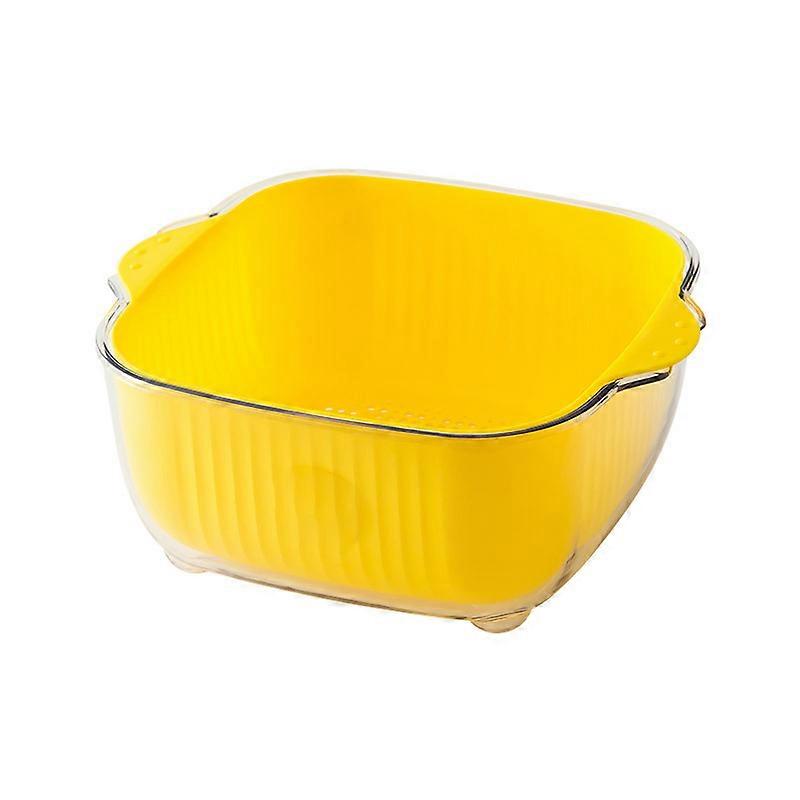 Double Layer Drain Basket Cute Little Yellow Duck Pattern Thick Safe Detachable Colander for Home Kitchen