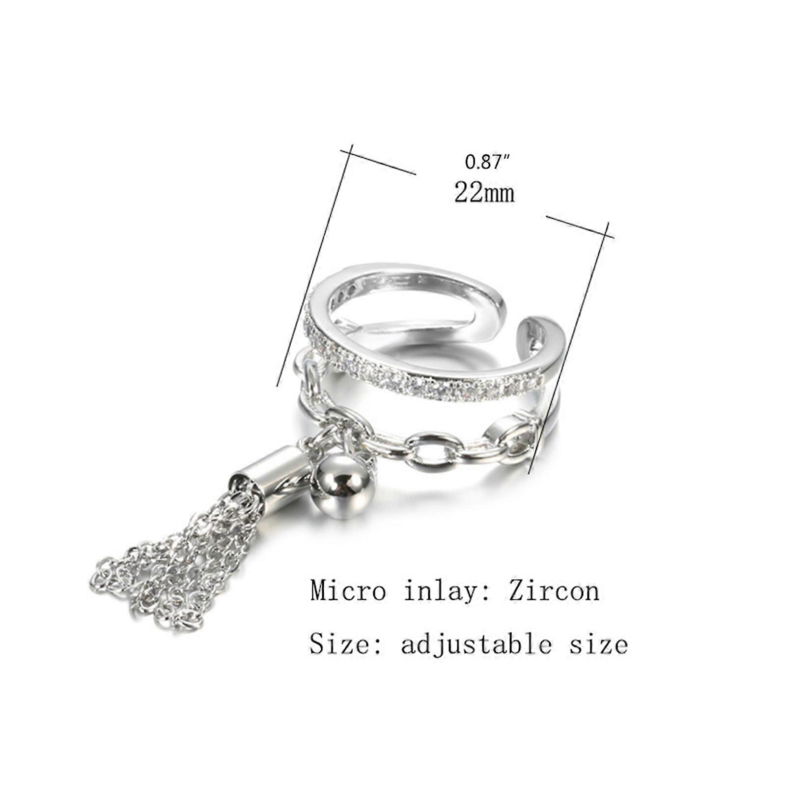 Dangling Chain Tassel Ring Band Ring Adjustable Opening Ring Joint Knot Ring