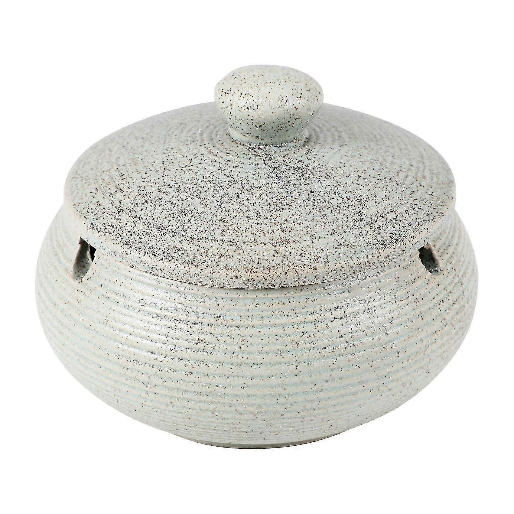 Ceramic Ashtray With Windproof Lid For Indoor Outdoor Use -light Blue