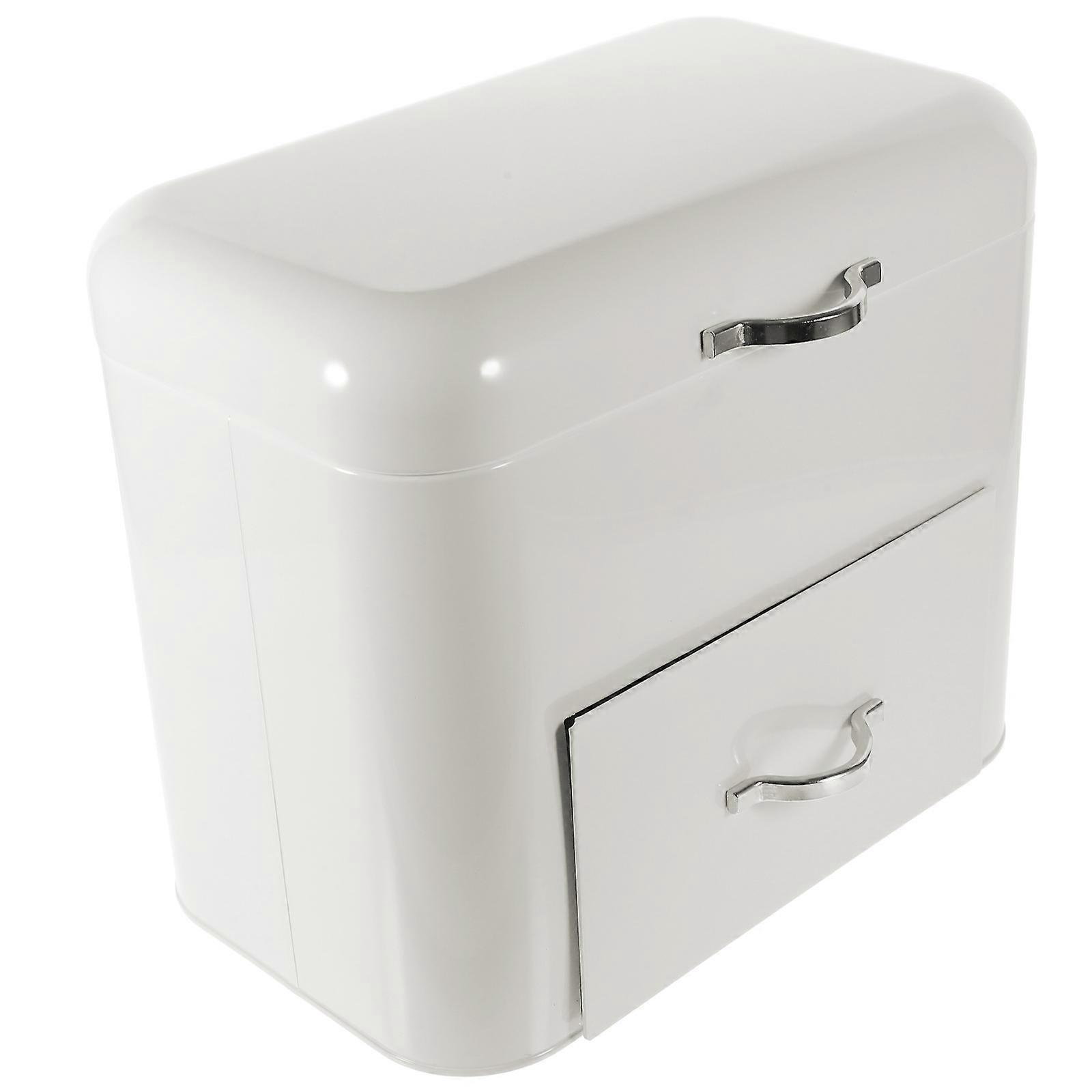 Retro Bread Box Storage Holder for Kitchen Countertop – Compact Vintage Design for Bread, Snacks, and Cutlery Organization