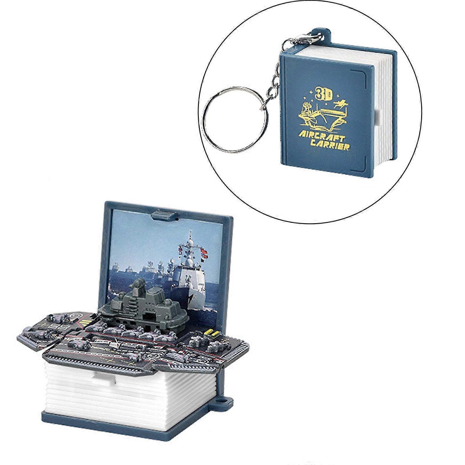 Foldable Magic Book Keychain Handheld Game Pop-Up Toy Folding 3D Warship Model Popping Out Box Keychain Gift for Kids
