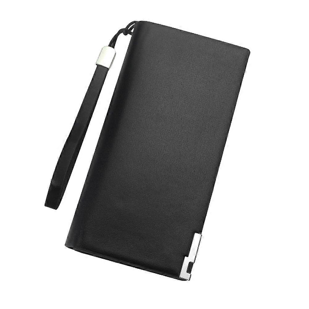 Zip Wallet for Men – Large Capacity, Multi Card Slots, Phone Storage, Premium PU Material, Business Travel Essential, Black