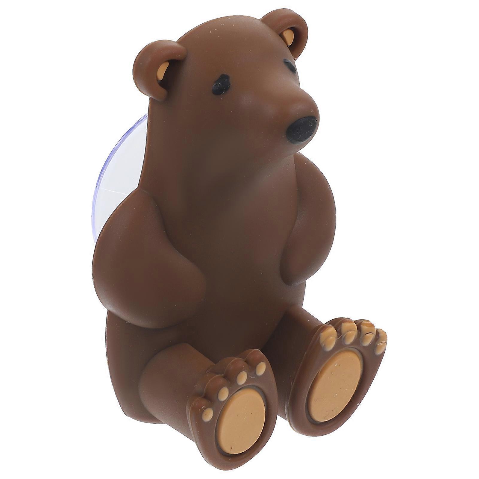 愛らしい漫画のクマ吸盤歯ブラシホルダー – 歯ブラシ用の壁掛けオーガナイザー、省スペース、茶色の装飾のスタイリッシュなバスルーム収納