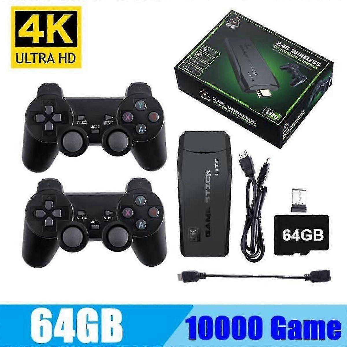 64g - Retro Video Game Console With Dual Wireless Controllers, 4k Hd, 10000 Built-in Games For Gba-ps1