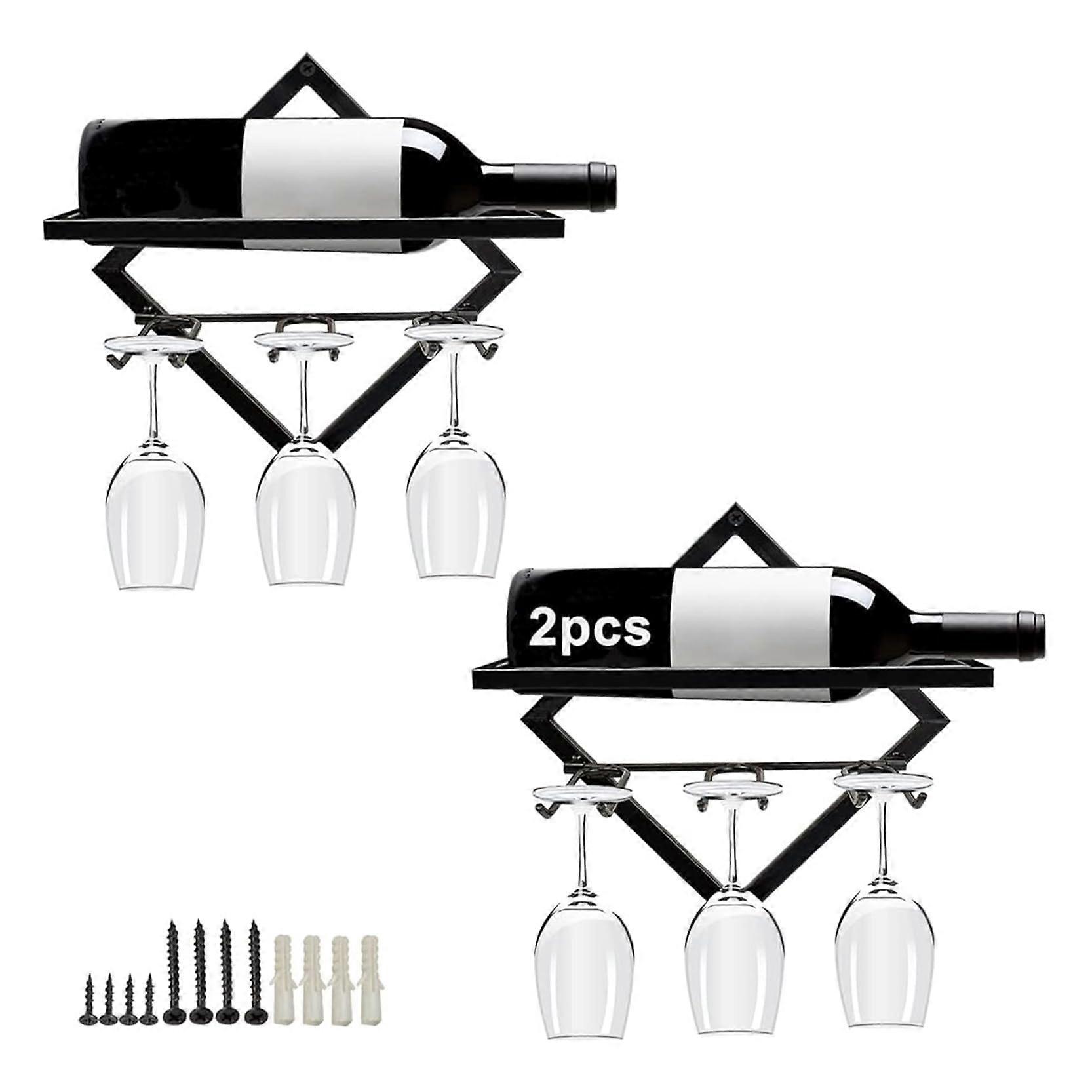 Rack for Wall Mounting, Storage with Glass Holders, Floating Shelves