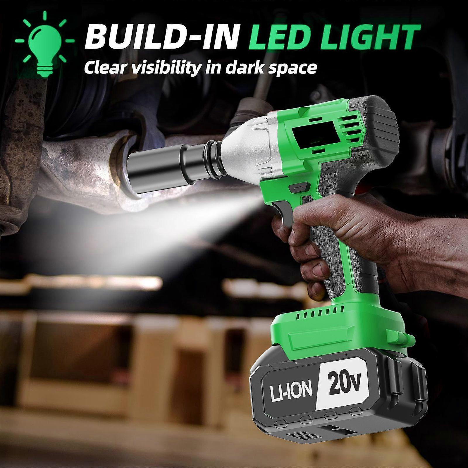 20V Brushless Cordless Impact Wrench Screwdriver With 2 Batteries And Charger Included