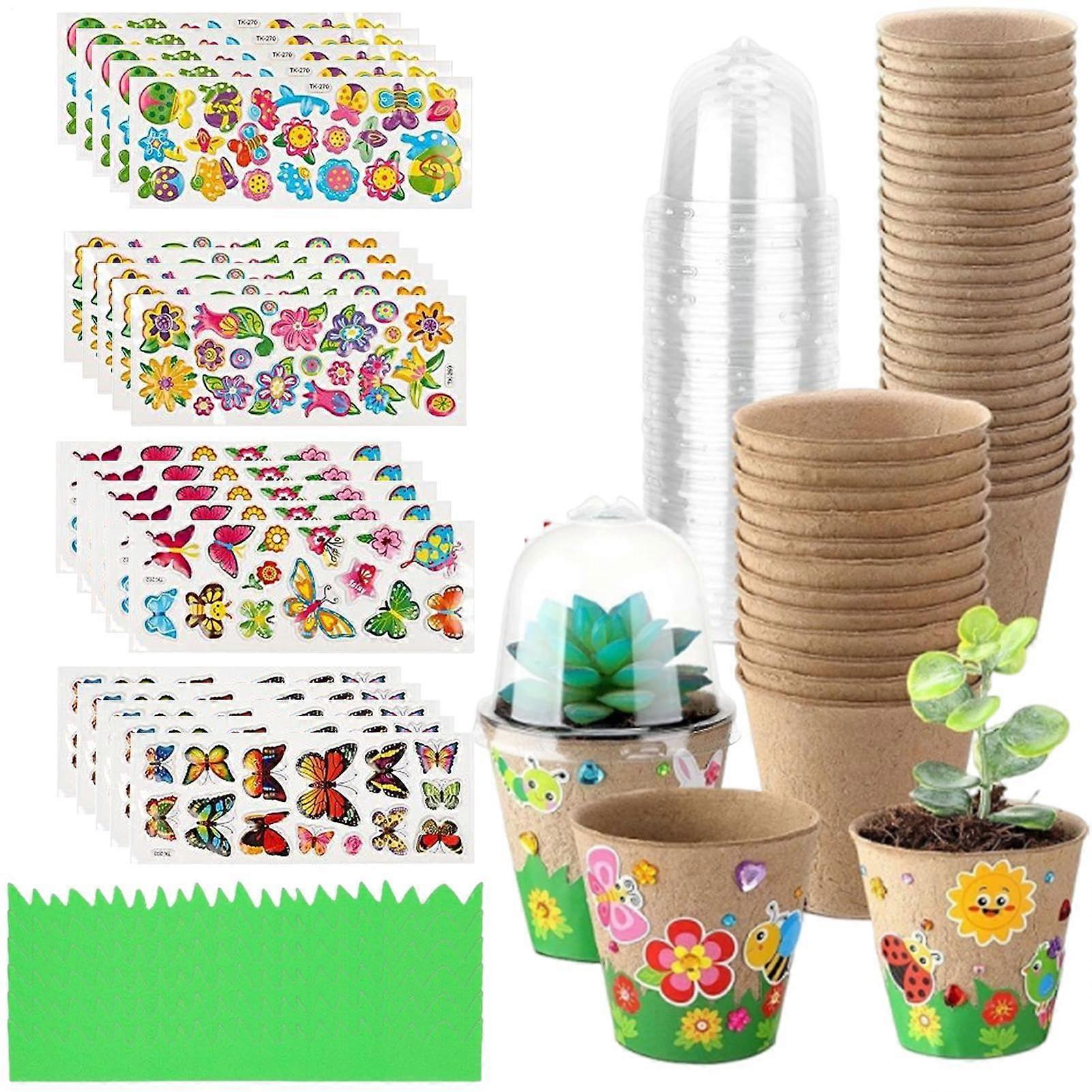 Flower Pot Craft Set, 30 x Plant Pots with Greenhouse Attachment