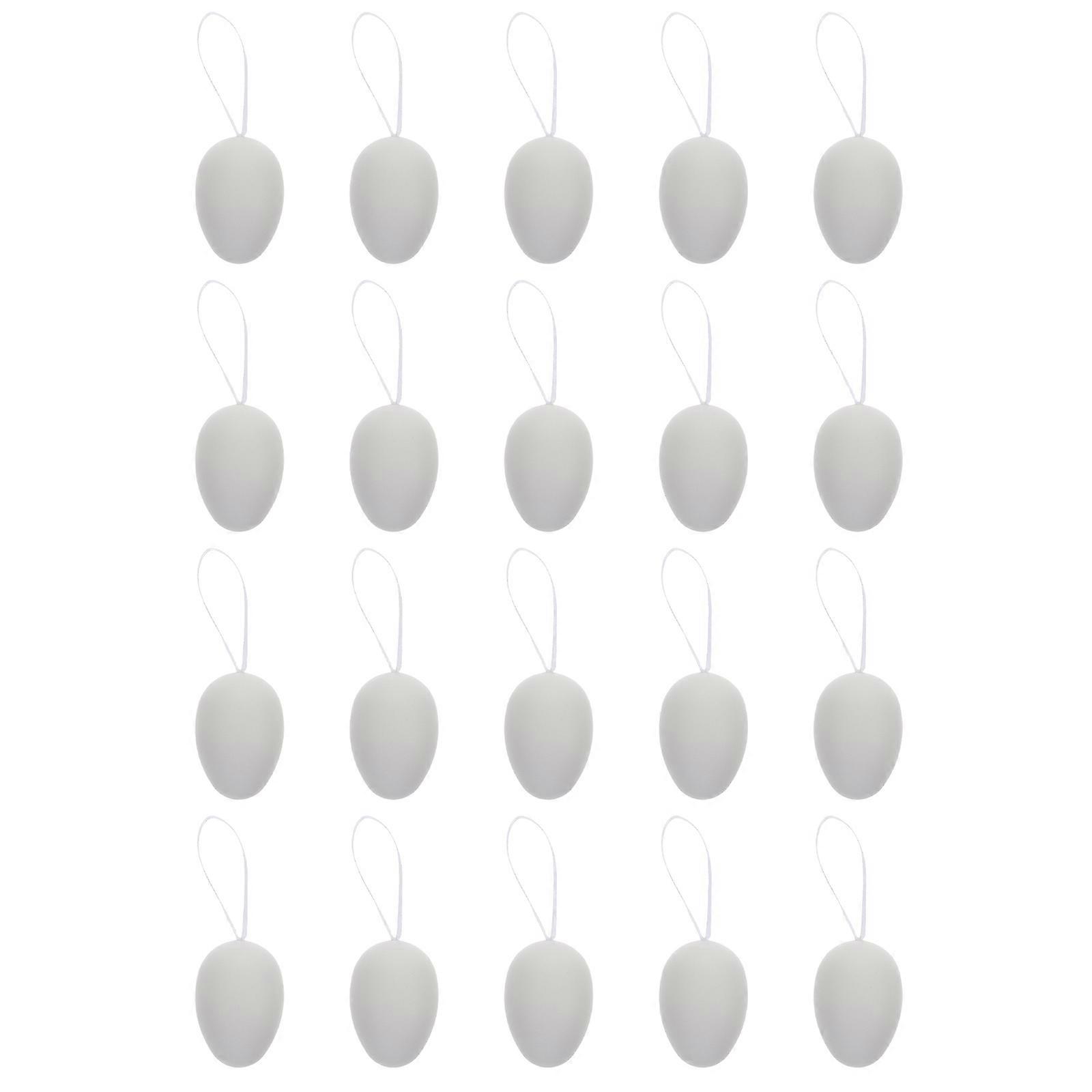 Plastic White Fake Eggs for Kids Easter Toy DIY Eggshell Ornaments 8x6cm Graffiti 20Pcs