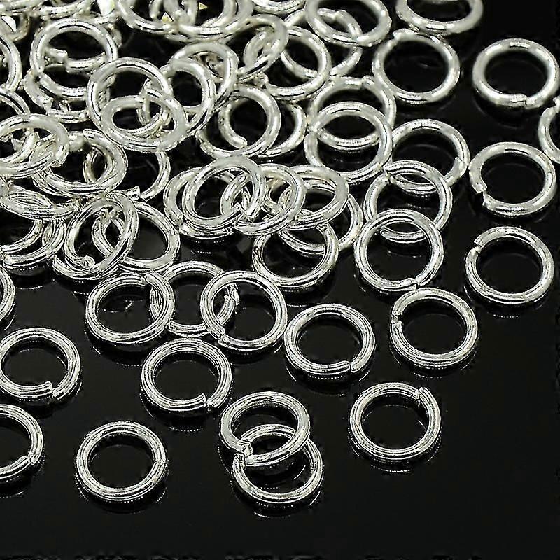 Silver Plated Alloy Jump Rings for Jewelry Making, 18G 8x1mm Open Connector Links with 6mm Inner Diameter