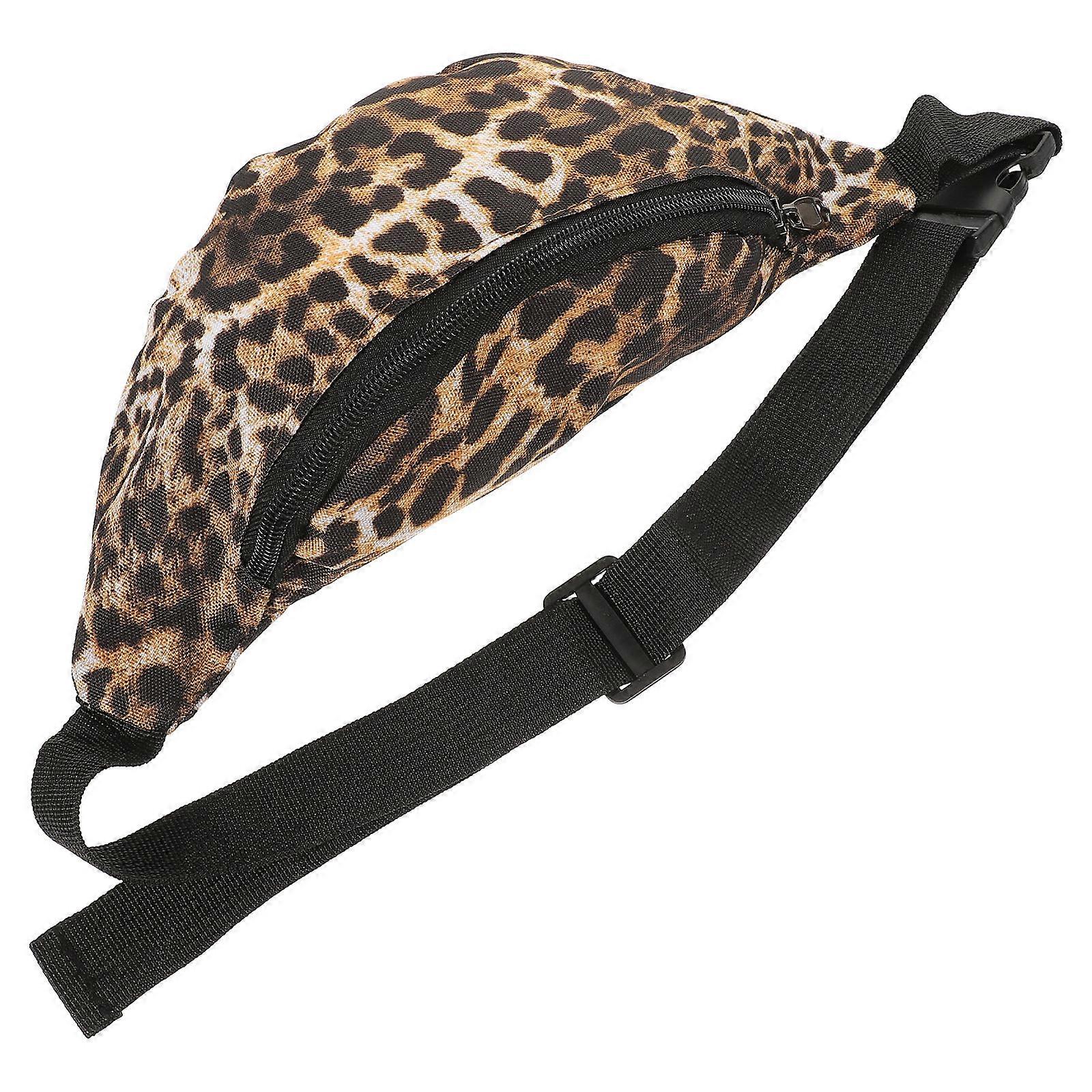 Women's Leopard Print Belt Bag with Alloy Accents Stylish Casual Storage Pouch for Women
