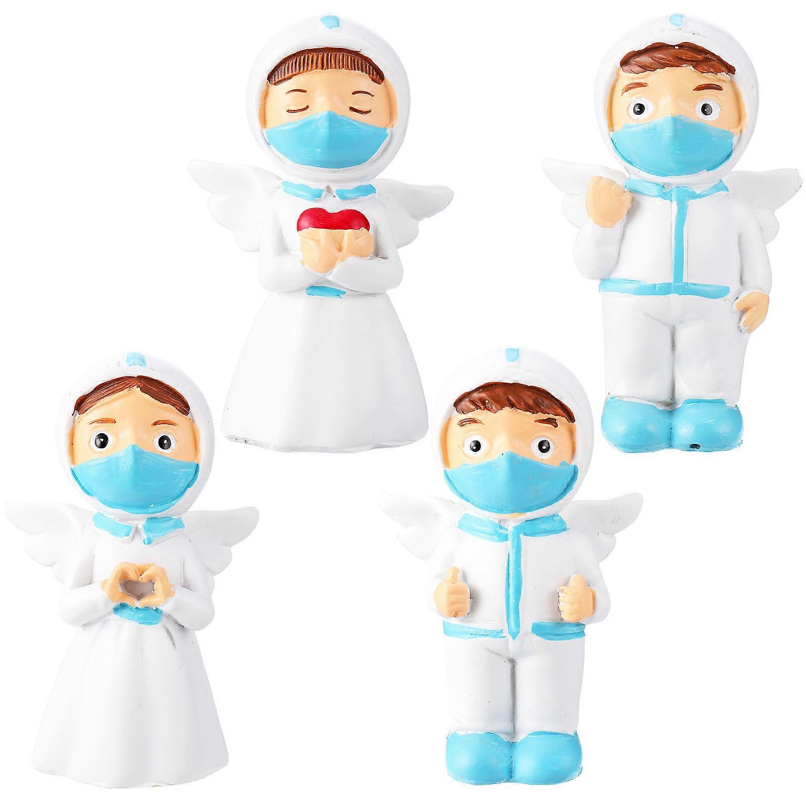 Resin Statue Cartoon Resin Decoration Shelf Ornaments Decorative Figurines Home Decor Friends Lovers Family Members 4Pcs