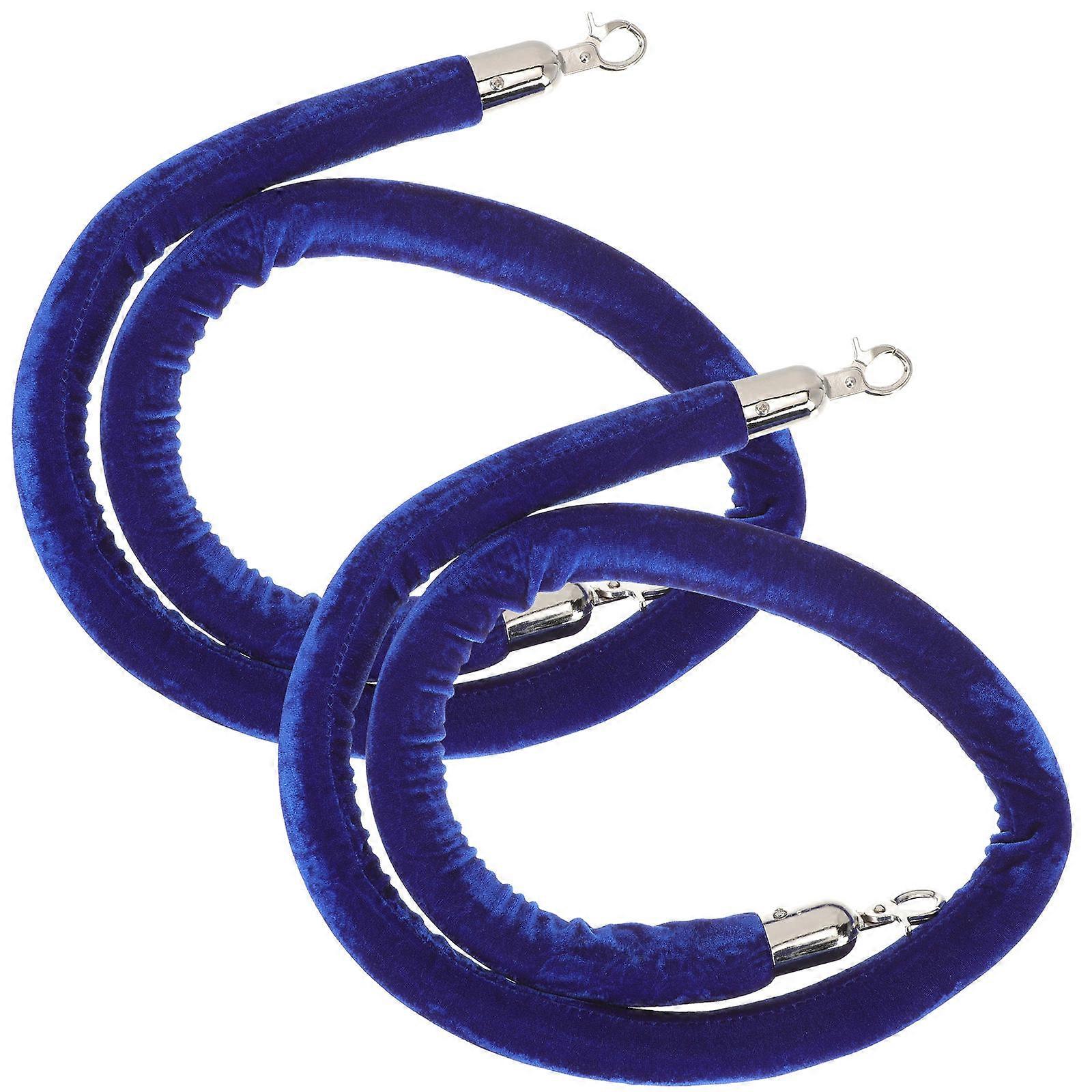 Party Rope Queue Barrier Rope with Hook for Upscale Affairs Blue 150x2.8cm Velour 2Pack