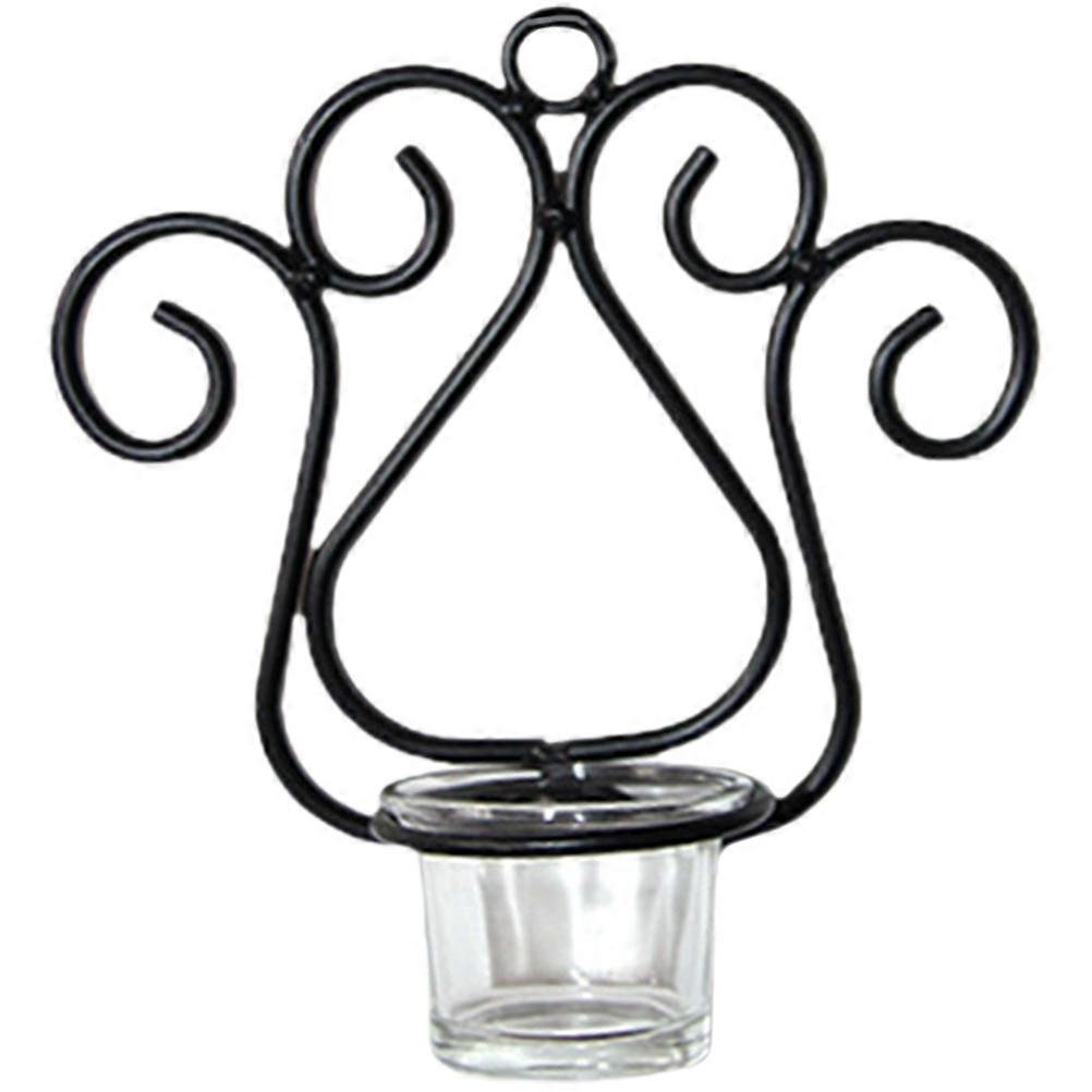 Wall Candlestick Holder Assorted Color Iron And Glass Material For Living Room Hanging 1Set