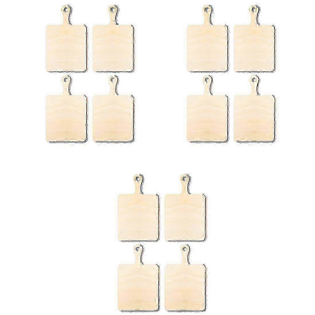 12 יחידות ריק מיני קרשי חיתוך עץ עם ידית עבור DIY מטבח ביתי בישול ירקות תפאורה
