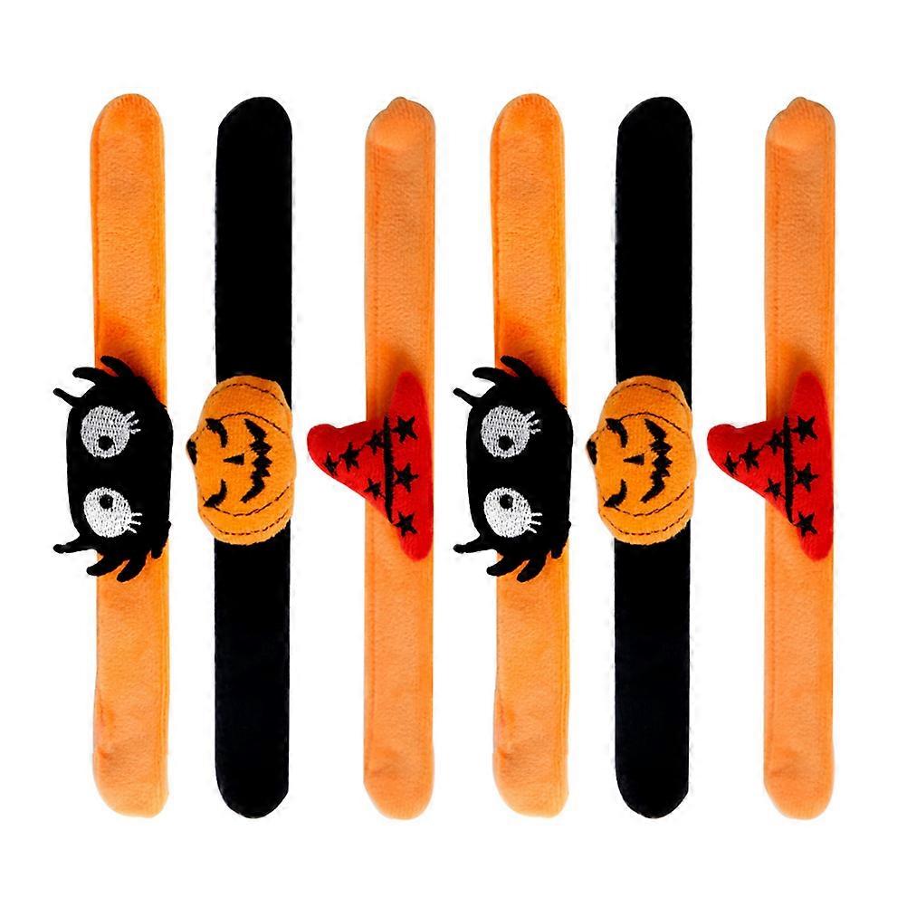 Halloween Slap Bands Kids Wristbands Snap Circular Style Lint Material 6Pcs