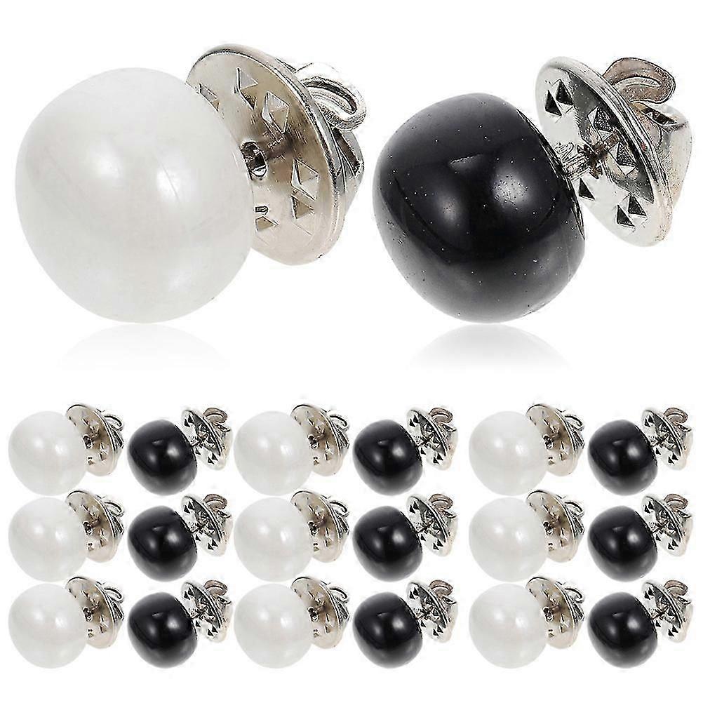 20 Pcs Black Pearls Collar Button Scrapbooking Buttons Replacement Jeans Buttons Faux Pearl Snap Buttons