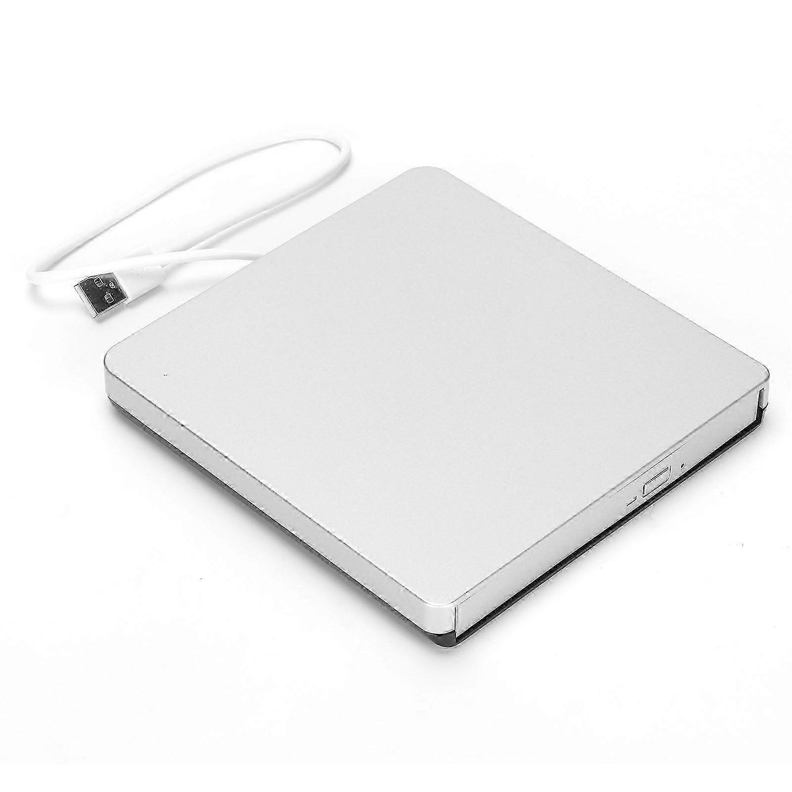 Portable External DVD Drive USB2.0 Compatible DVD Player for Windows XP, Windows 10, Vista, 7, Linux, and OS X in Silver Color