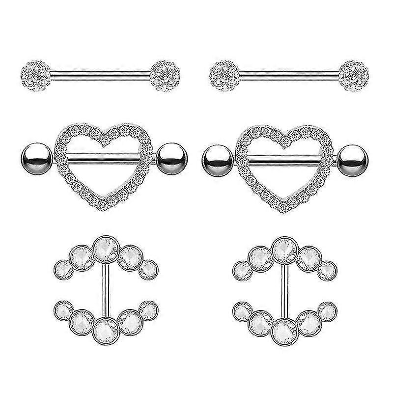 Conjunto de piercing de mamilo de coração em aço cirúrgico