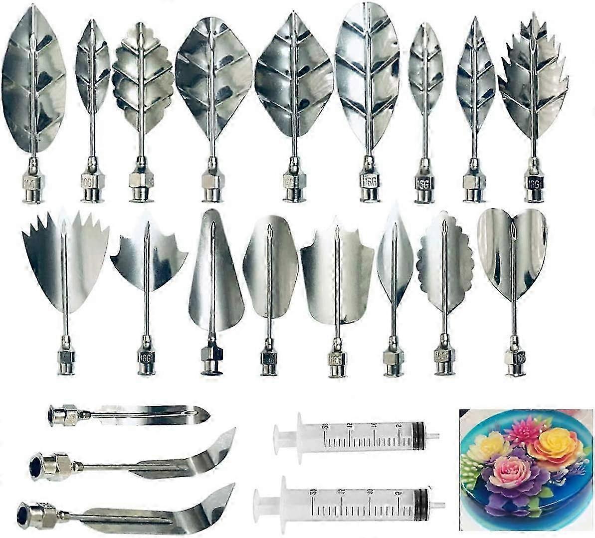 Stainless Steel 3D Flower and Leaf Jelly Art Tools for Pudding and Cake Decorating