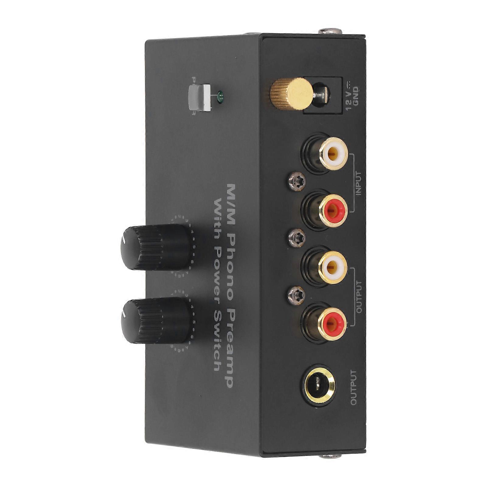 Phono Turntable Preamp Record Player Preamplifier Electronic Sound Stereo Phonograph Preamplifier Low Noise PP500P 100‑240V US Plug