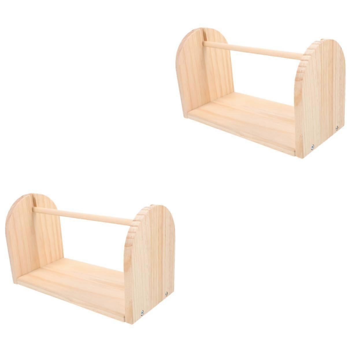 Wood Yarn Winder Spool Holder Set of 2, Handmade DIY Organizer for Quick and Easy Yarn Wrapping for Craft Projects