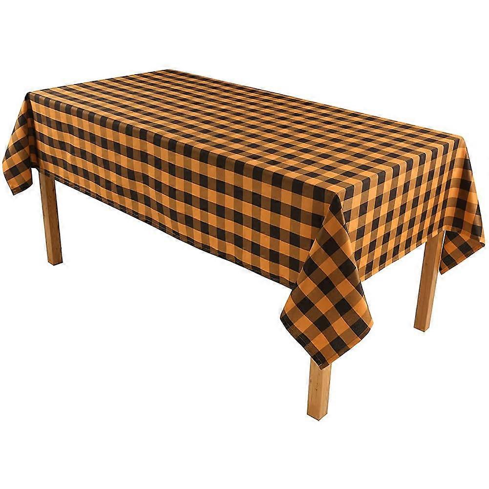 Gingham Rectangular Tablecloth,, Nonslip, 100x100cm Camel