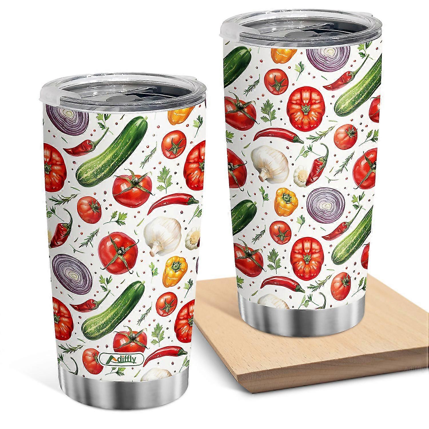 野菜フォトプリントタンブラー20オンスステンレススチールコーヒーカップ家庭の屋外での使用に適しています