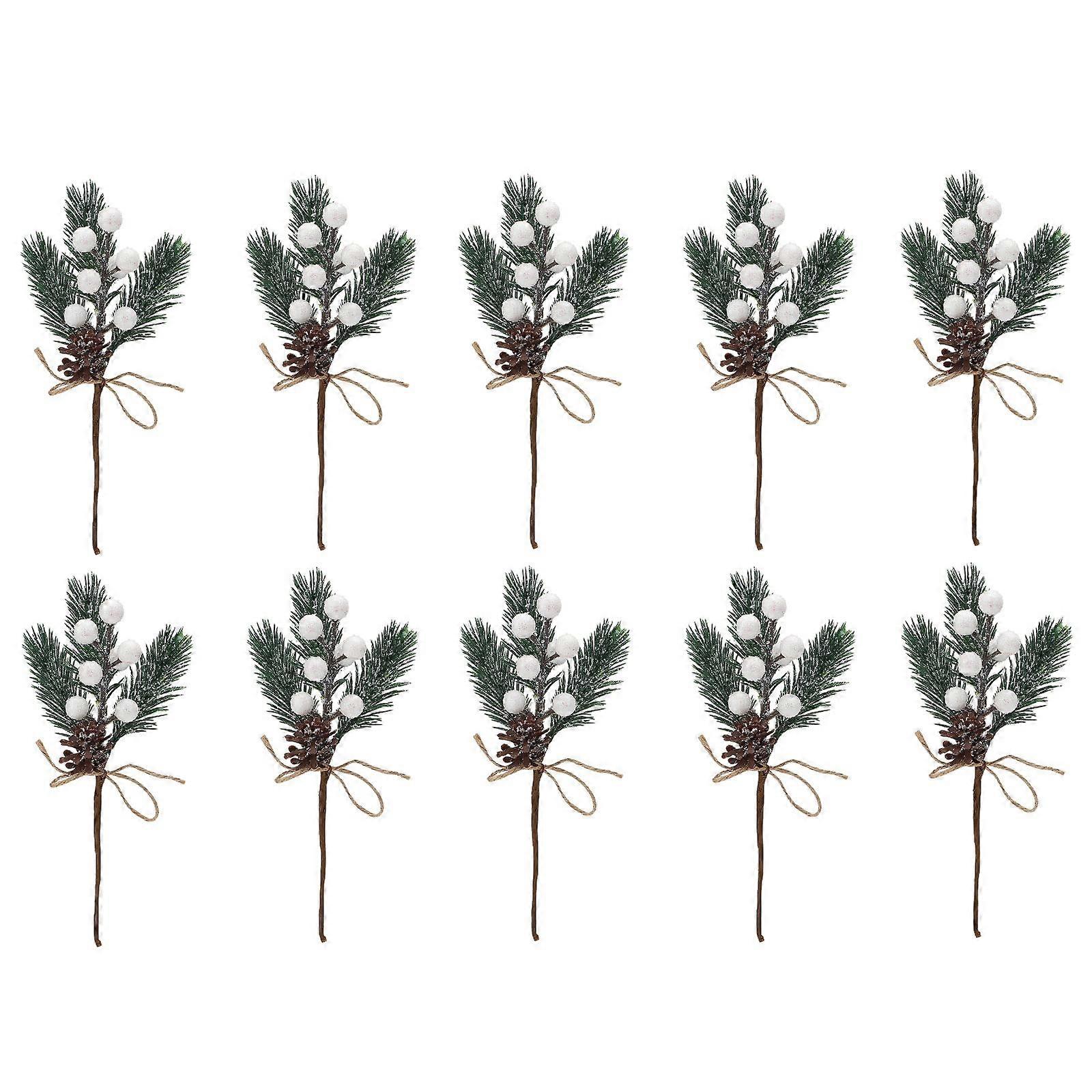 DIY Christmas wreath, artificial pine cone branch, evergreen berry decoration (white)