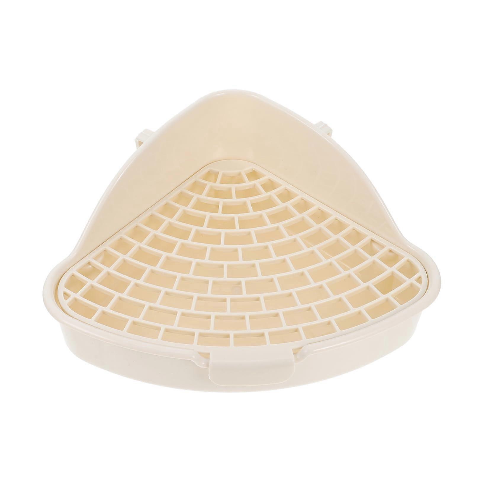 Rabbit Toilet for Small Animals - Triangular Dust-free Litter Box for Guinea Pigs, Chinchillas, and Rabbits, Oat White