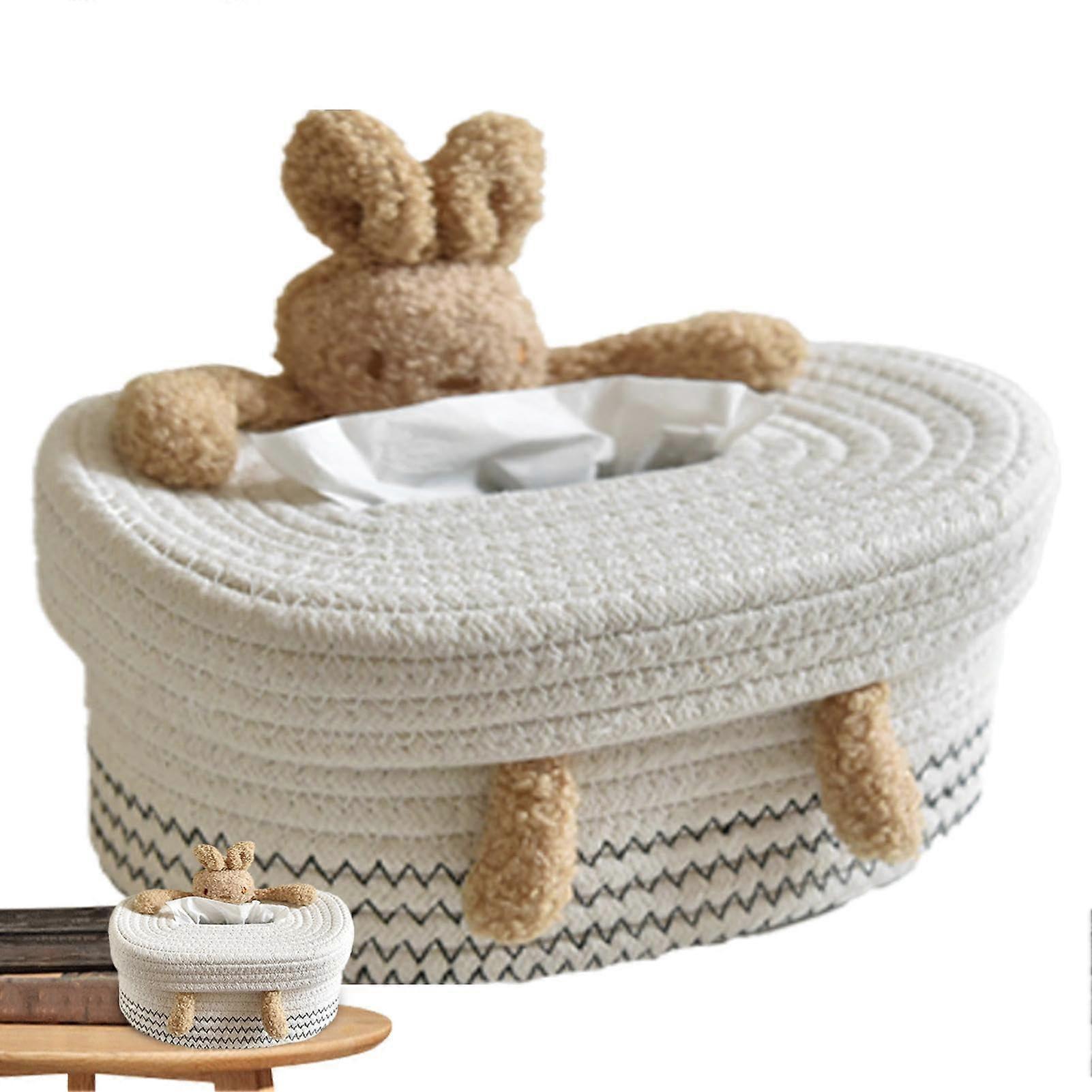 Decorative tissue box, Cotton fabric storage for napkin dispenser, Rabbit