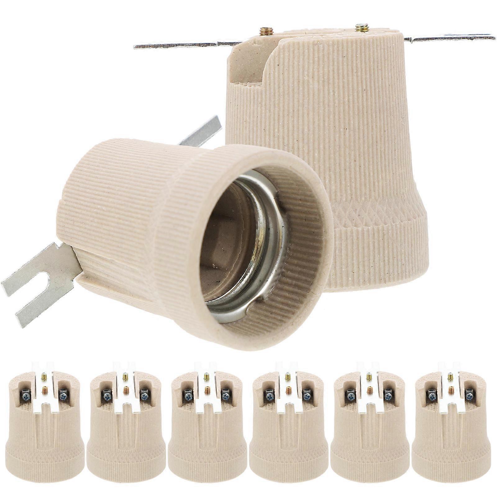 Threaded Lamp Holder E27 Screw Lamp Socket for Farmhouse High Temperature Resistance 12Pcs