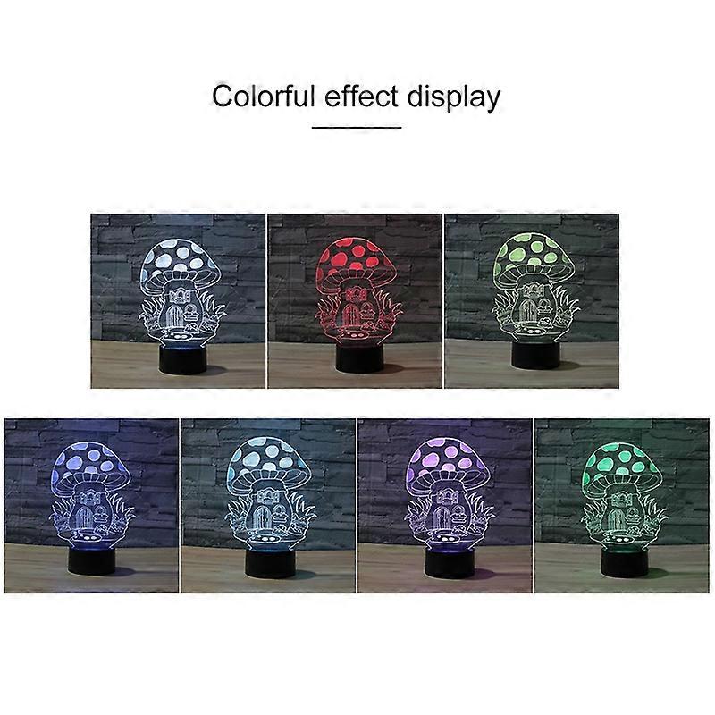 Black Base Creative 3D LED Decorative Night Light, Powered by USB and Battery Mushroom 2