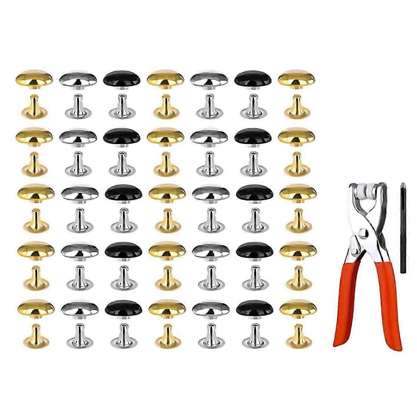 For 180 Sets Leather Rivets, 8mm Double Round Cap Leather Rivets