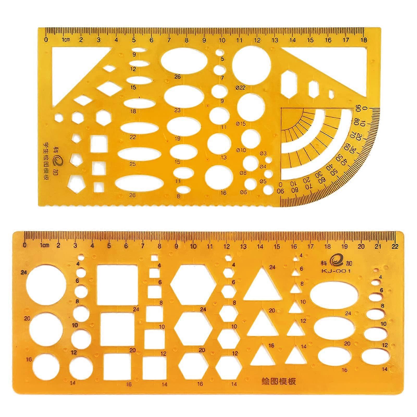 Circle Stencils Set Of 2 - Circle Template For Drawing, Drawing Aids, Digital Measuring Rulers For Office And School
