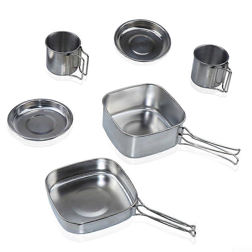 Lightweight Stainless Steel Camping Cookware Set with Cups and Plates for Outdoor Adventures, Complete Dining Solution