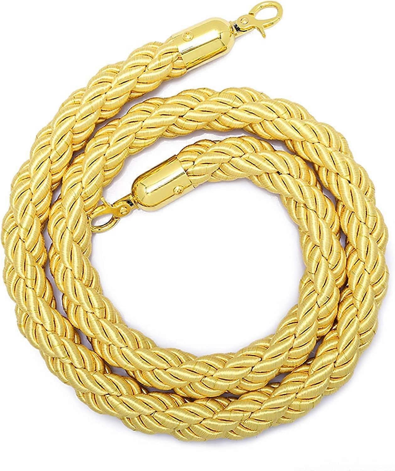 Twisted queue ropes, yellow twisted barrier ropes, crowd control partitions for hotels/banks/hospitals/playgrounds/other public places, 1 pack.