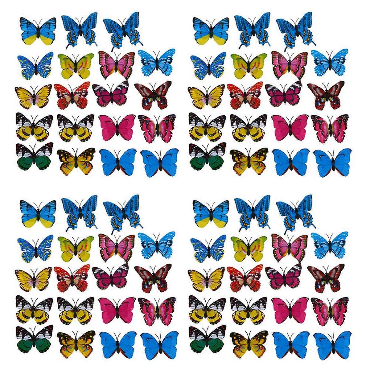 20pcs 7cm 3D Artificial Butterfly Pin Clip Double Wing Decoration