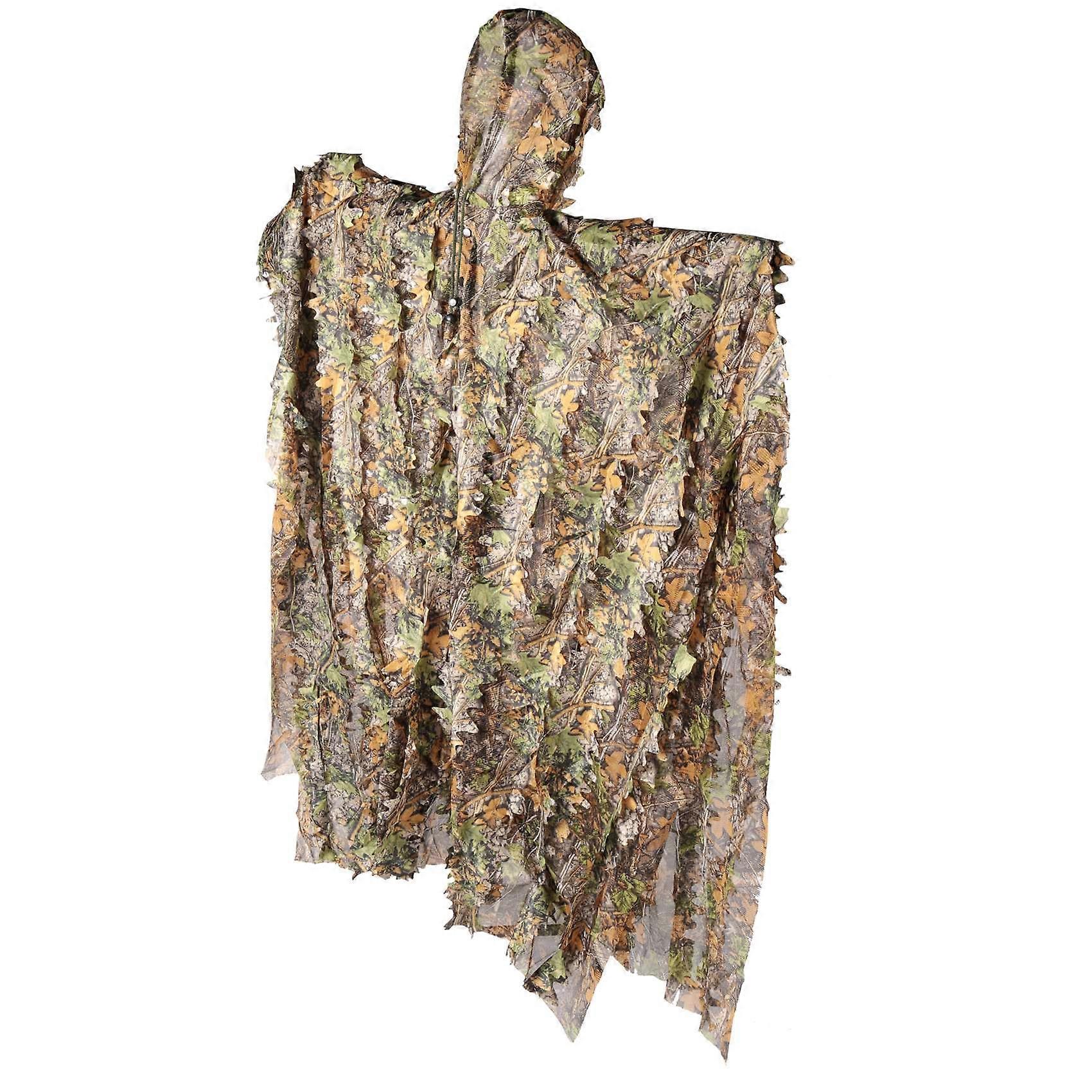 Camo 3D Leaf cloak Yowie Ghillie Breathable Open Poncho Type Camouflage Birdwatching Poncho Suit