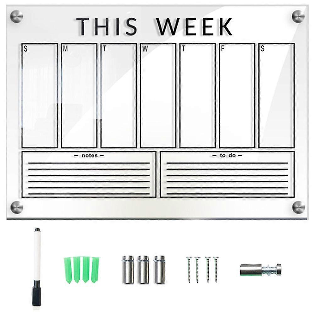 Acrylic Weekly Memo Board Set with Push Pins, Dry Erase Marker, and Clear Wall Calendar for Home, Office, and Classroom Organization