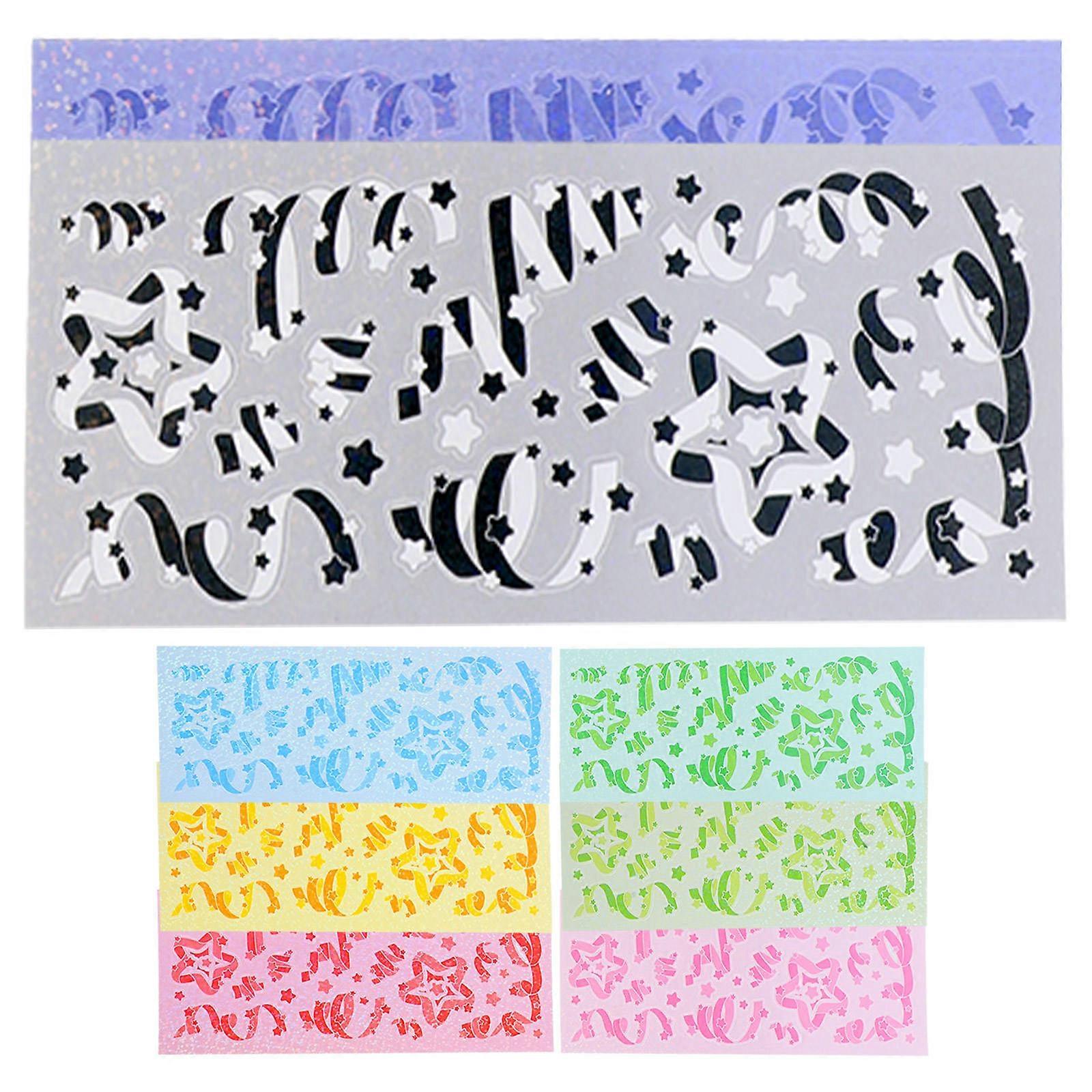 Colored Ribbon Sticker Scrapbooking Decals Pink Wishes Diy Craft Projects 8Set