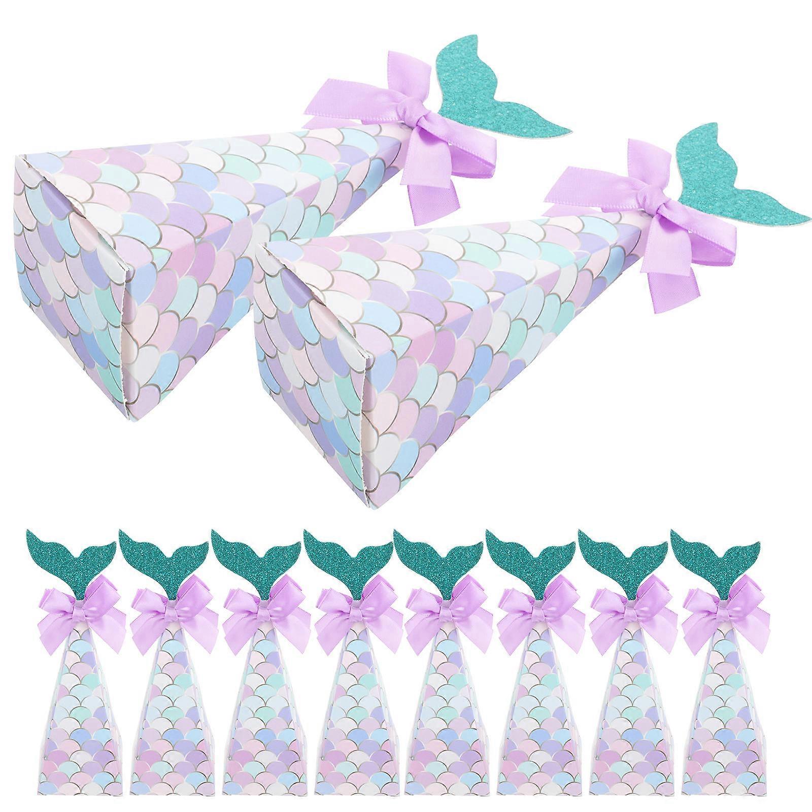 Mermaid Tail Cookie Boxes Paper Multi-Colored 18.50X6.00X6.00CM New Year present Packaging 20Pack