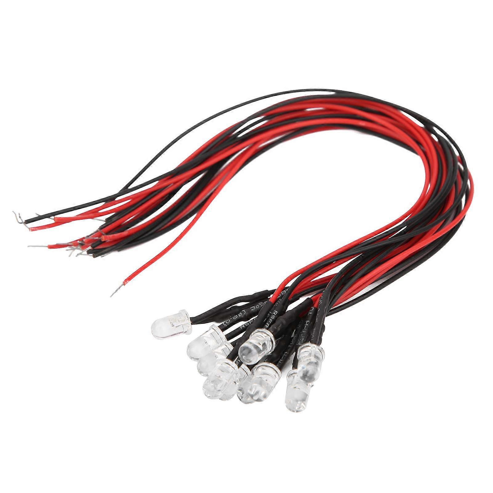 LED Round Head Diode Wired Brightness 12V (White Red Light)