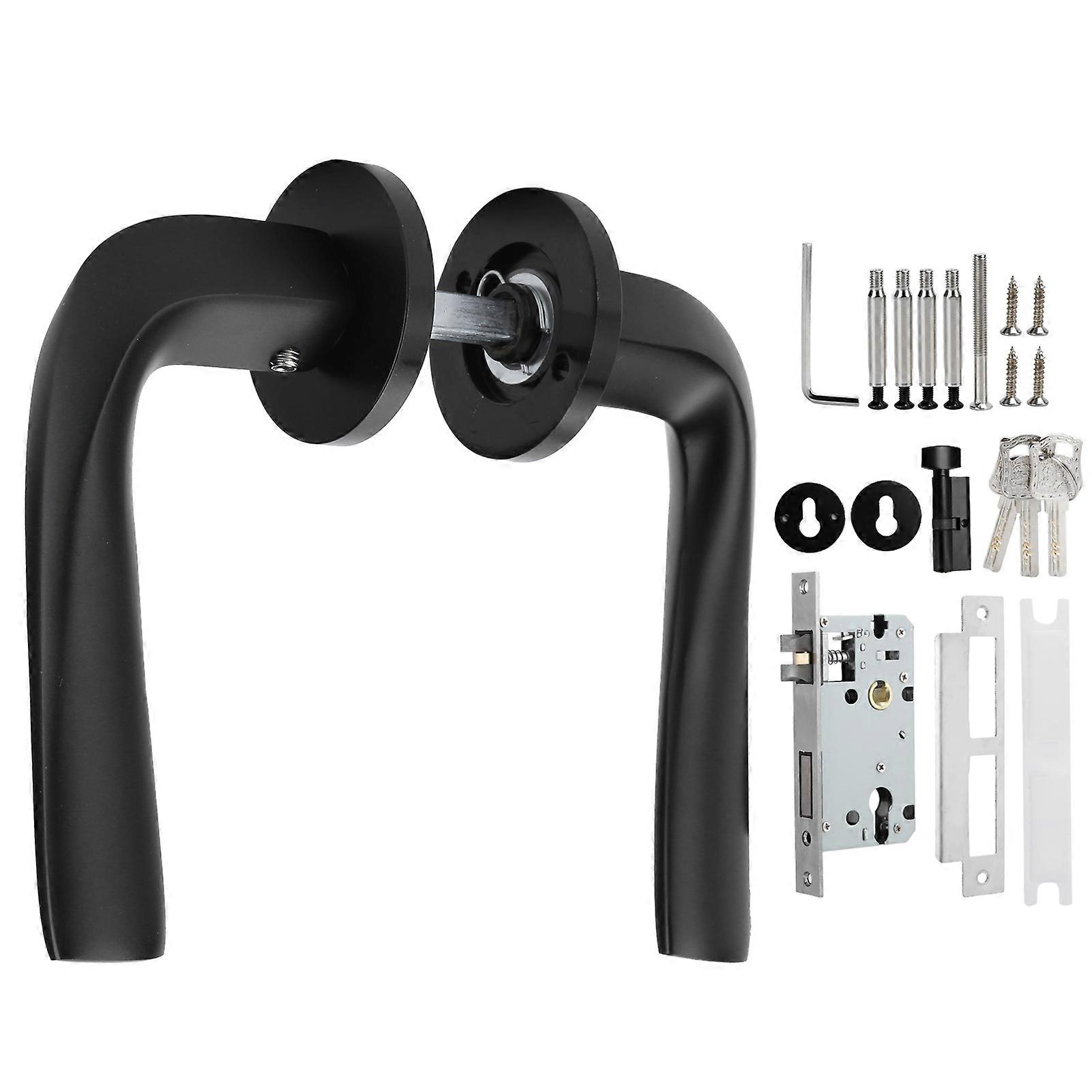 Entry Door Handle Lock Locking Lever Handle Set Reversible for Right Left Sided Doors