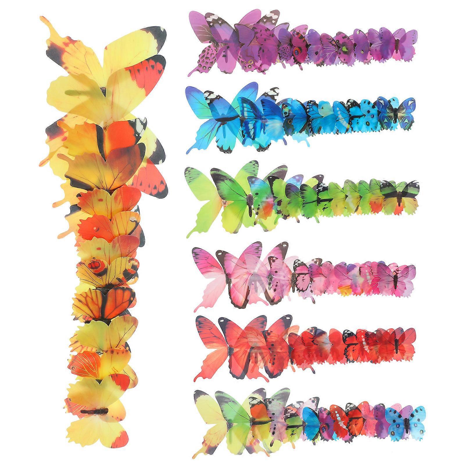 Decorative Sticker Butterfly Shape Home Interior Green 84Pcs