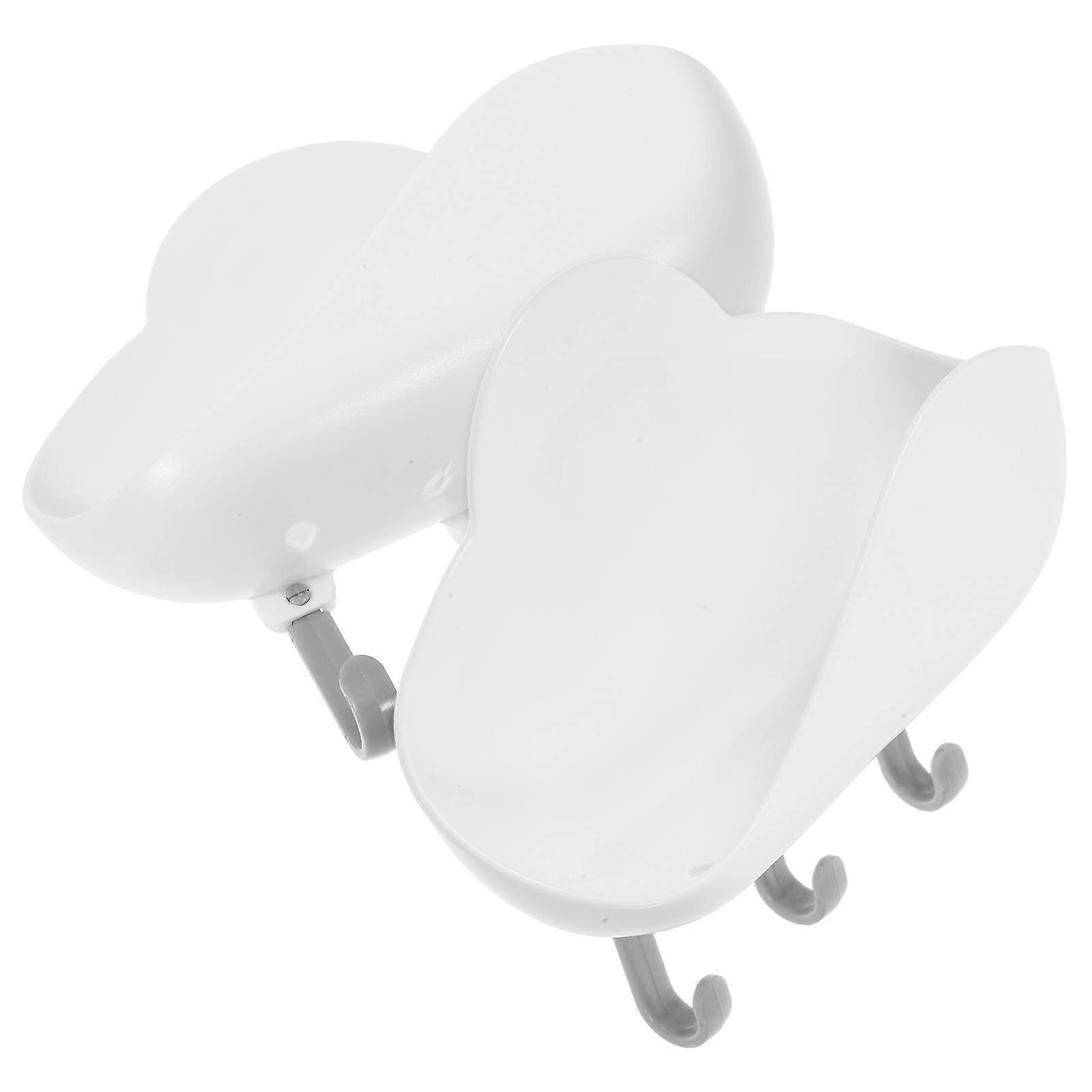 Cloud Soap Holder Wall Mount No Drilling Soap Dish with Detachable Hook Self Draining Design Decorative Bathroom Storage Rack for Sponges Towels