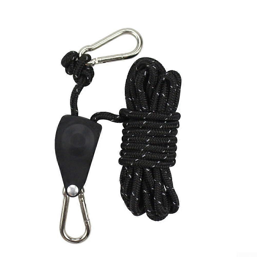 Adjustable wind rope with metal buckle, for various outdoor applications (black)