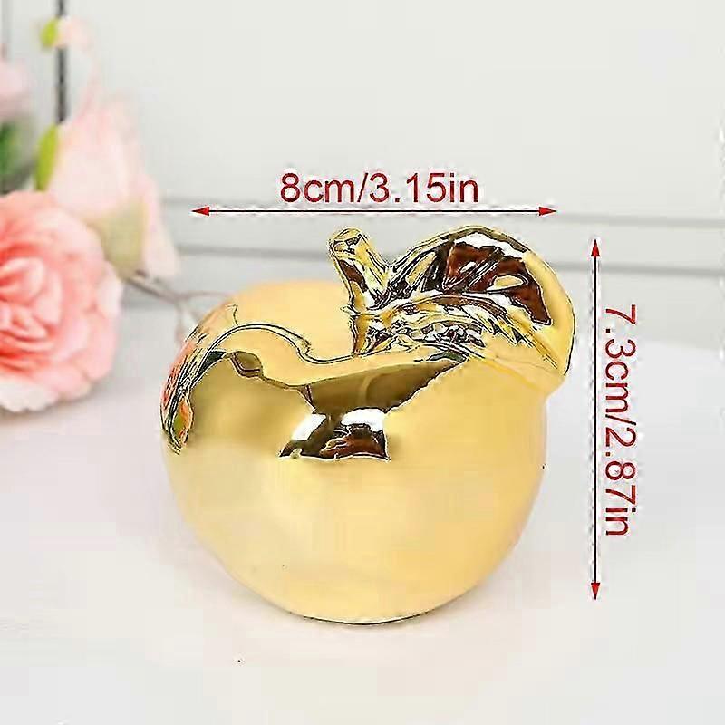 1PC Ceramic Silver Apple Figurines Home Office Desktop Decor Europe Fruit Decoration Ornaments Fruits Statue Ornaments-Good